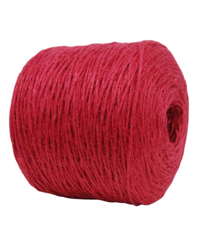 Vibrant red jute twine, 3mm x 500m, ideal for crafting, decorating, and gardening; eco-friendly and durable.