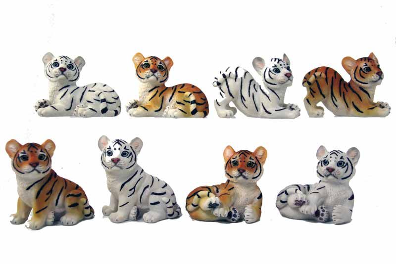 Set of 8 adorable 10cm tiger cub ornaments, perfect for home decor or gifts, adding playful charm to any space.
