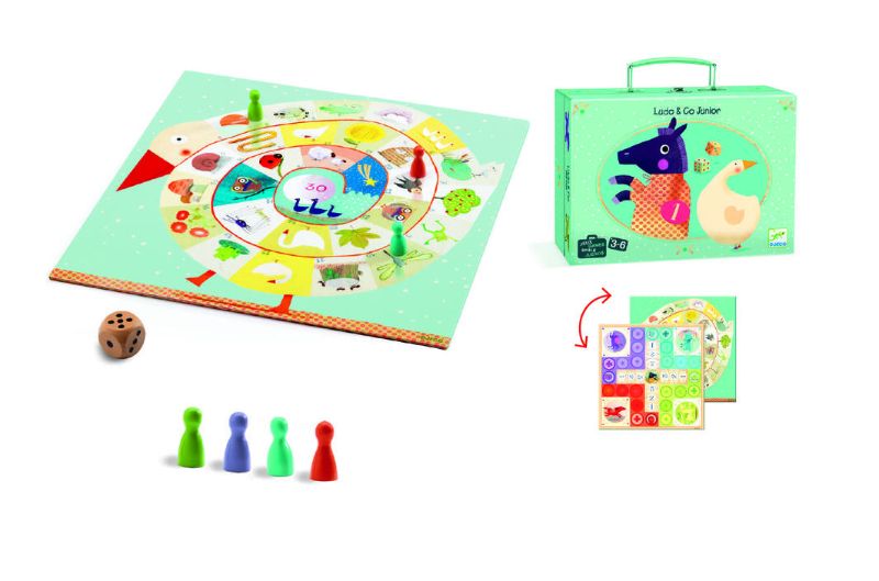 Colorful Ludo & Co Junior Game board featuring vibrant horses for kids, designed for 2-4 players aged 3+, ideal for family fun.