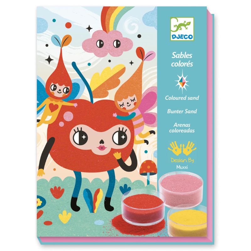 Vibrant set of 3 colored sands for kids' crafts, enhancing artwork with playful textures and fine motor skill development.