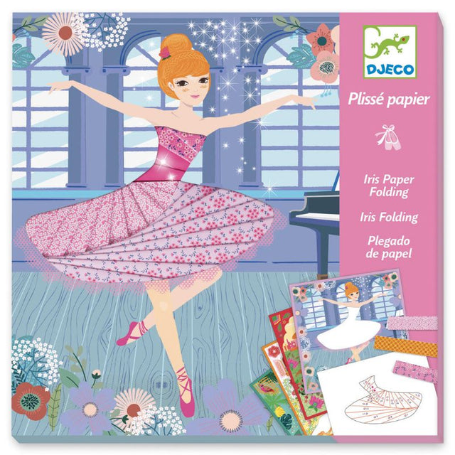 Colorful Iris Paper Folding kit from Djeco for creating elegant dancer designs with illustrated guidance for ages 7 to 13.