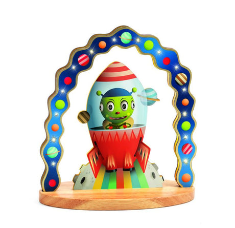 Mini Night Light - Mr ZinZin by Djeco, showcasing a whimsical paper cut-out design and soft LED glow for children's bedtime.