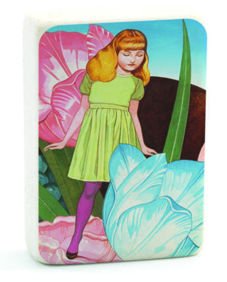 Set of 4 Fedora erasers by Djeco, featuring whimsical girl illustrations, perfect for kids aged 3+, enhancing creative projects.