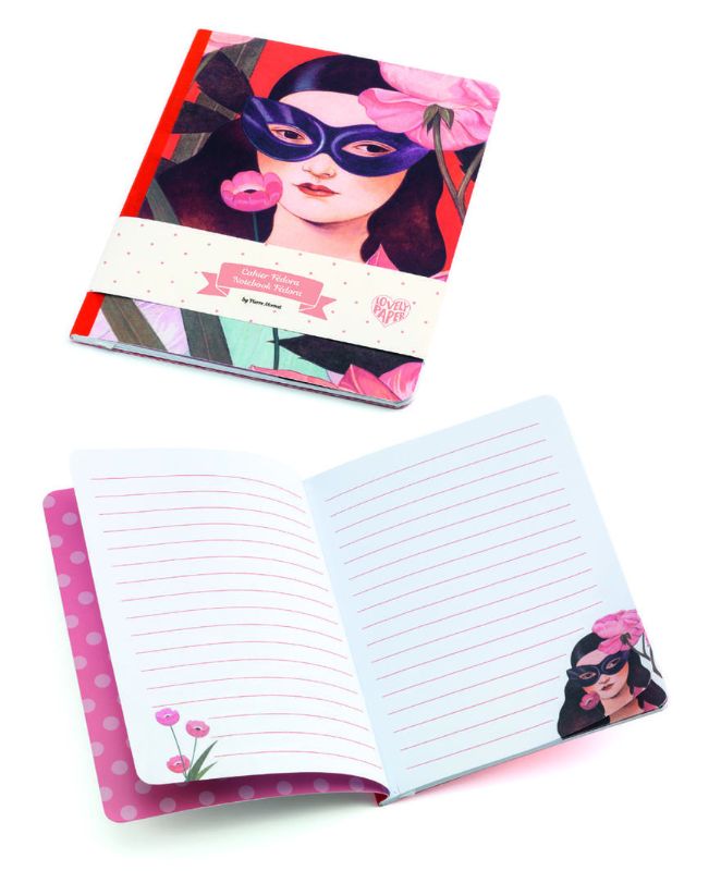 Set of 4 vibrant notebooks with whimsical girl illustration, perfect for children's journaling and creativity.