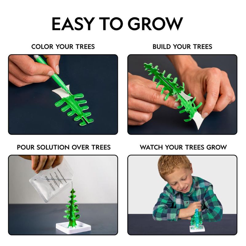 Crystal Garden Kit by National Geographic featuring crystal growing solution, tree bases, and a rose quartz crystal for kids' science fun.