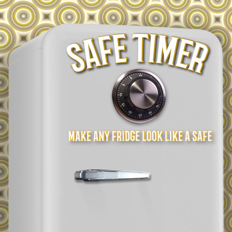 Sleek Safe Kitchen Timer with magnetic back, resembling a combination lock, perfect for precise cooking time management.
