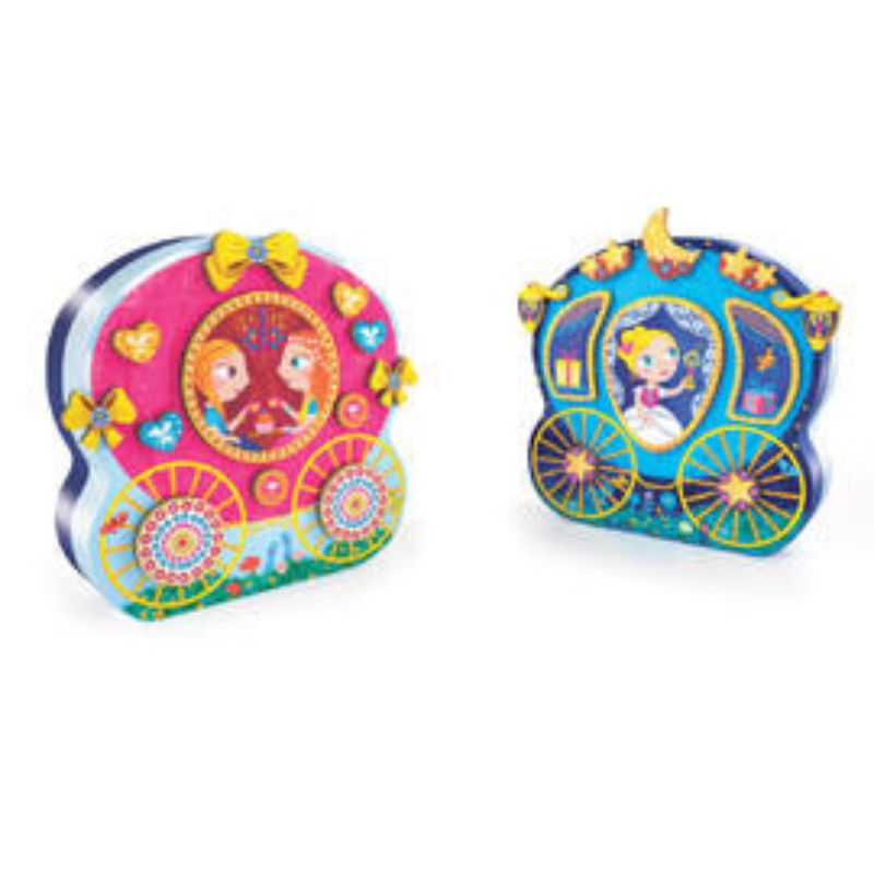 Colorful wooden magnetic figures for children to creatively decorate their carriage, enhancing imagination and fine motor skills.