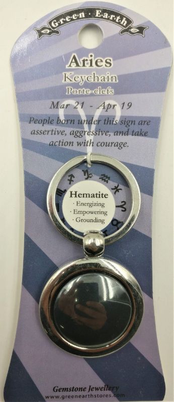 Set of 6 stylish Aries hematite keyrings, perfect for astrology lovers and chic accessory organization.
