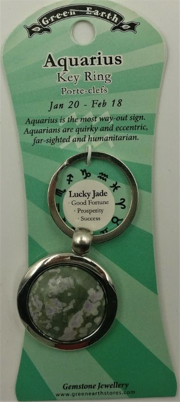 Set of 6 Aquarius Lucky Jade keyrings, showcasing zodiac elegance and craftsmanship, perfect as gifts or personal keepsakes.