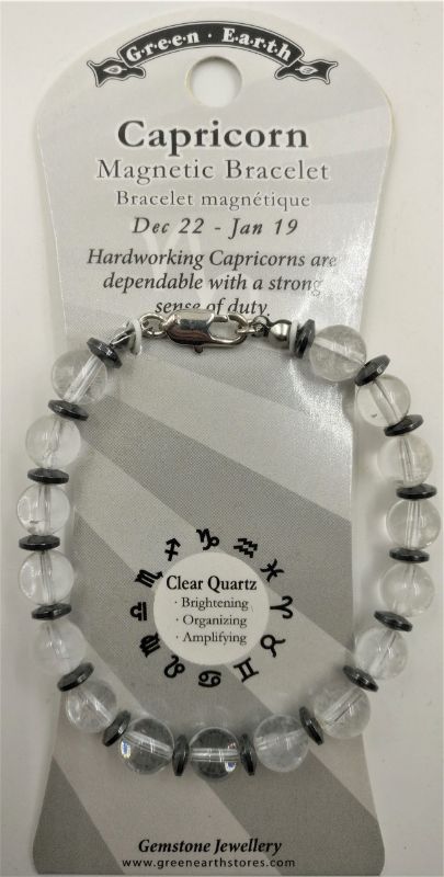 Set of 3 Capricorn Zodiac Bracelets featuring Clear Quartz, promoting ambition and clarity with stylish design.