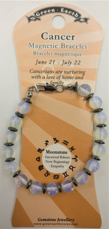 "Set of 3 Zodiac Bracelets featuring genuine moonstone, designed for Cancers, with adjustable straps for stylish wear."