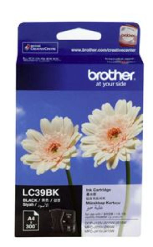 Brother LC39BK black ink cartridge for optimal, professional-quality printing, compatible with various Brother printer models.