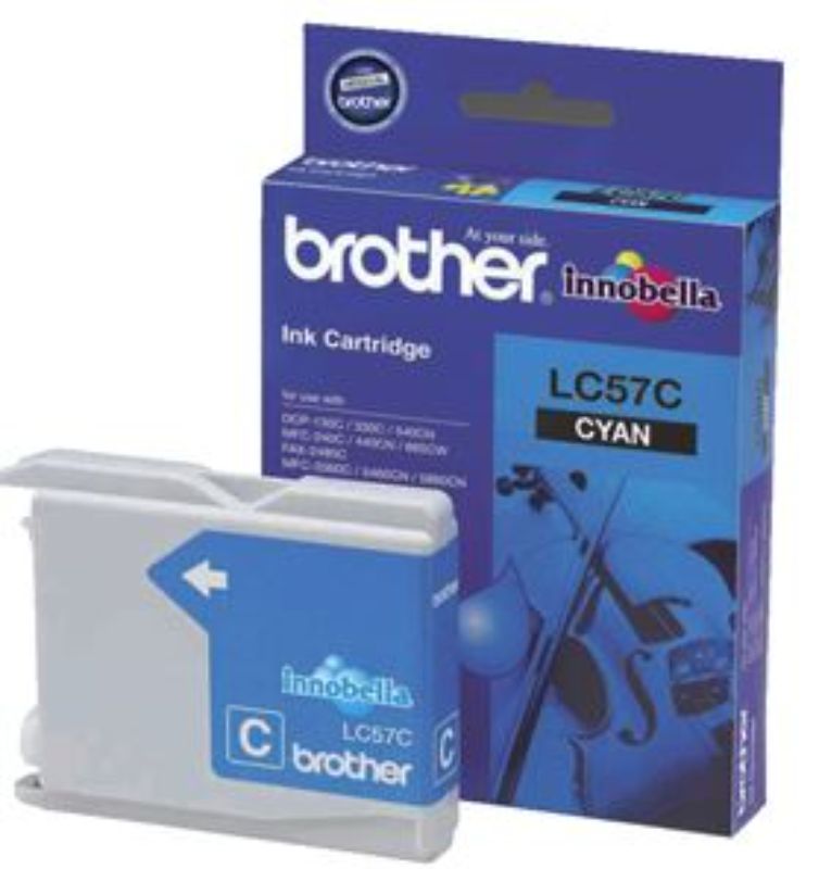 Cyan ink cartridge for Brother printers, producing vibrant prints up to 400 pages, ideal for home and professional use.