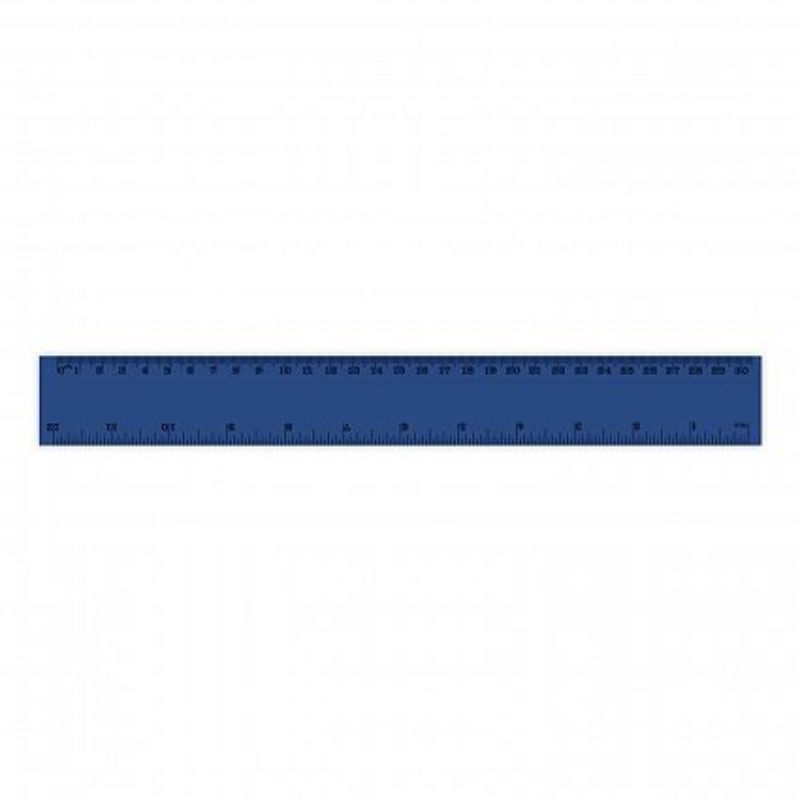 Set of 50 dark blue 30cm flip rulers featuring dual measurements, clear graduations, and a recessed edge for easy pickup.