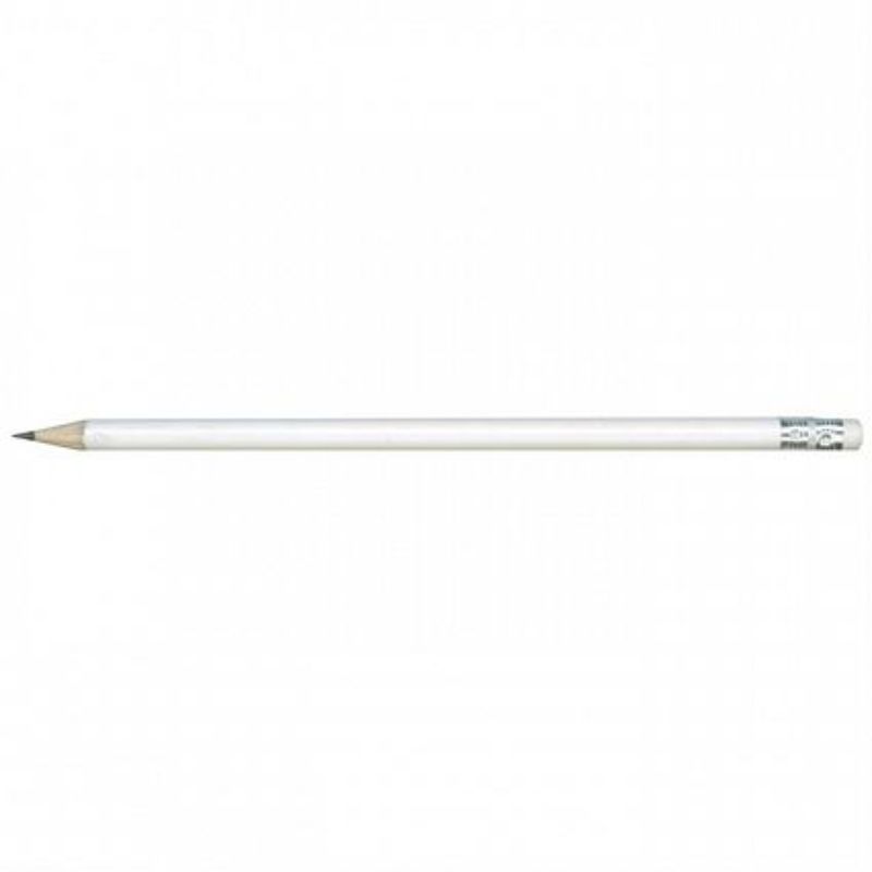 Set of 100 white HB pencils, full-sized with erasers, ideal for writing, sketching, and school use.