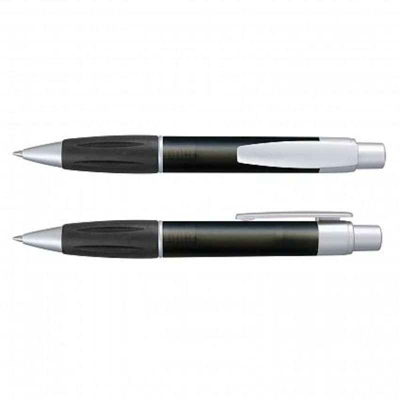 Set of 100 black retractable pens with soft grip, frosted barrel, and blue ink for smooth, elegant writing.