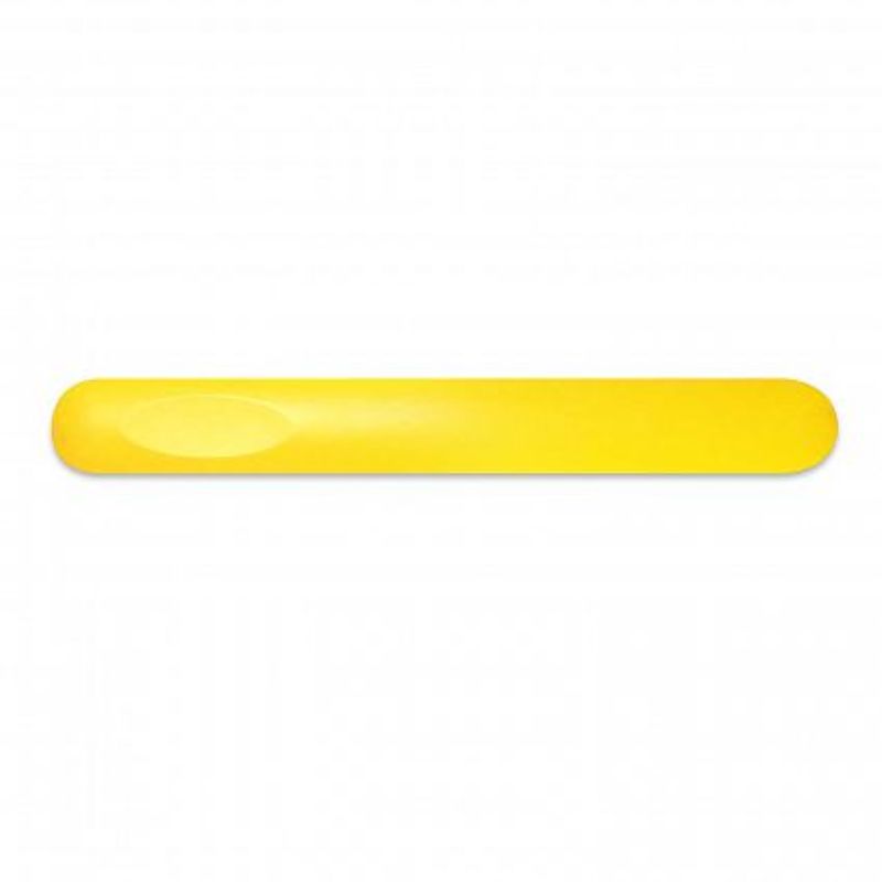 Yellow nail file set of 50, featuring dual surfaces for shaping and smoothing nails, presented in a convenient storage sleeve.
