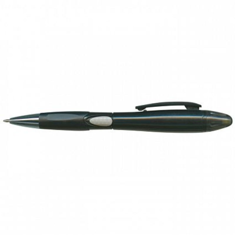 Set of 50 sleek black Blossom pens with rubber grip and matching highlighters, ideal for smooth, comfortable writing.