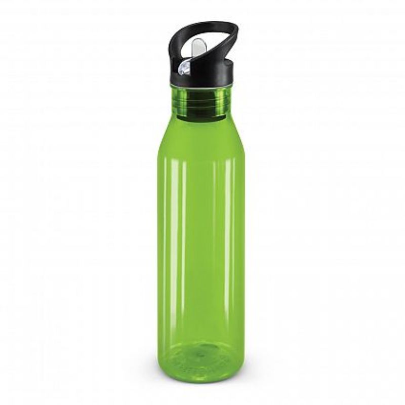 Set of 12 vibrant bright green 750ml Tritan water bottles with flip valve lid and straw for easy sipping. Eco-friendly and durable.