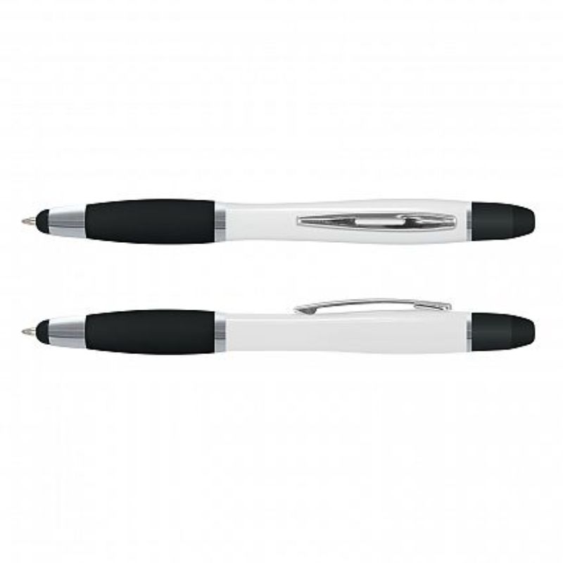 Vistro Multi Function Pen set in white and black, featuring a stylus, highlighter, and premium ink for smooth writing.