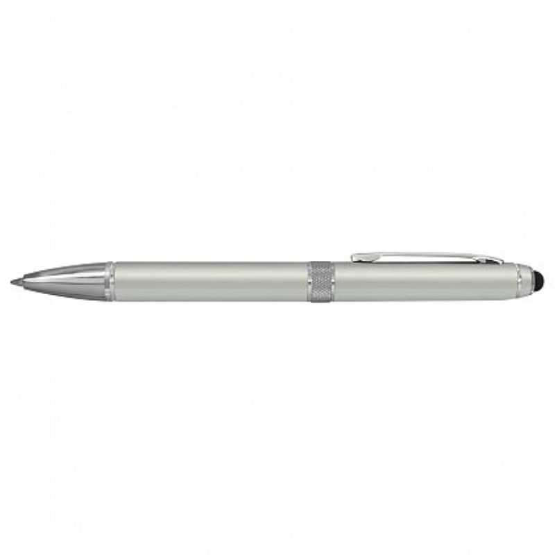 Matt silver stylus pen set of 30 with elegant design, twist-action, and integrated touch screen stylus for smooth writing.