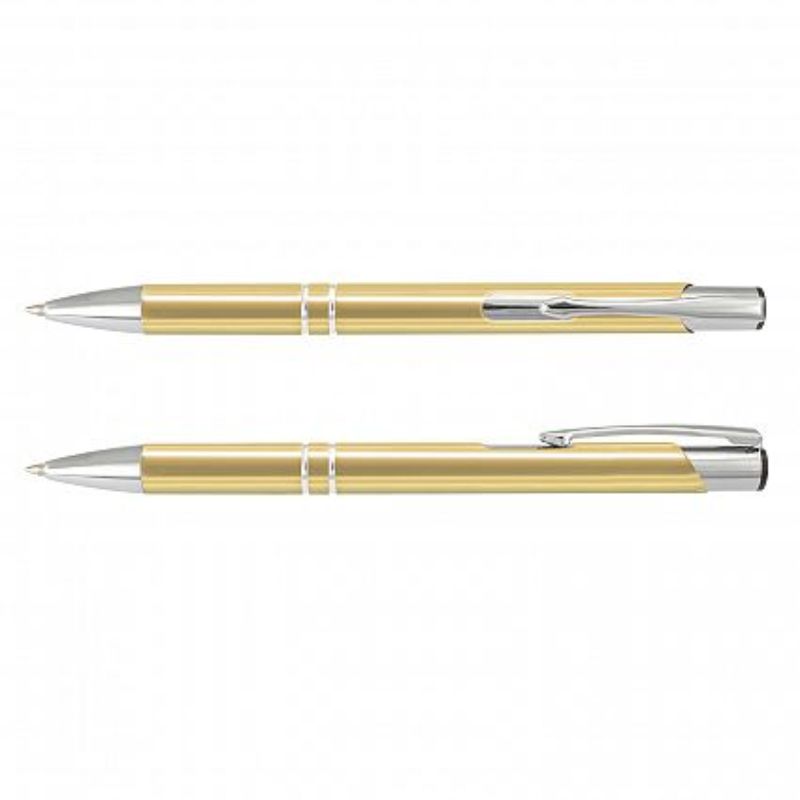 Elegant gold retractable ballpoint pens in a set of 50, featuring chrome accents and a smooth writing experience.