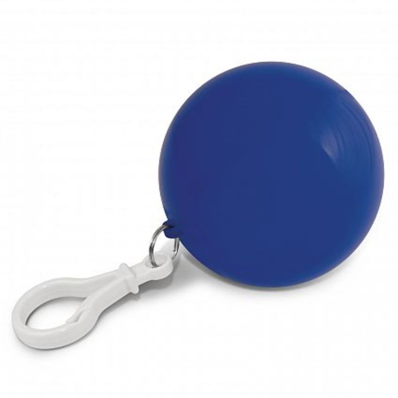 Set of 30 compact blue raincoat balls in plastic cases, perfect for emergency use and easy attachment to bags.