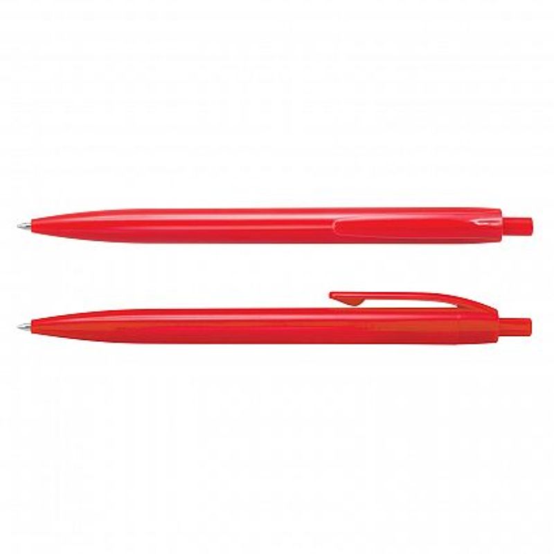Set of 100 vibrant red retractable ball pens with 700 meters of smooth black ink, perfect for everyday use.