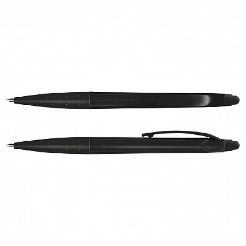 Set of 100 black stylus pens with twist action, ideal for writing and touch screen use, featuring 500m of ink.