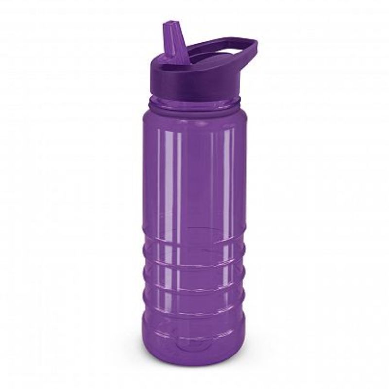 Set of 12 vibrant purple Triton Elite bottles, 750ml, with secure lid, carry handle, and straw for convenient hydration.