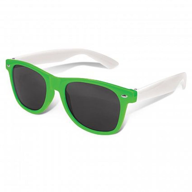 Bright green and white Malibu Premium Sunglasses set of 30, featuring UV400 lenses and a durable, lightweight frame.
