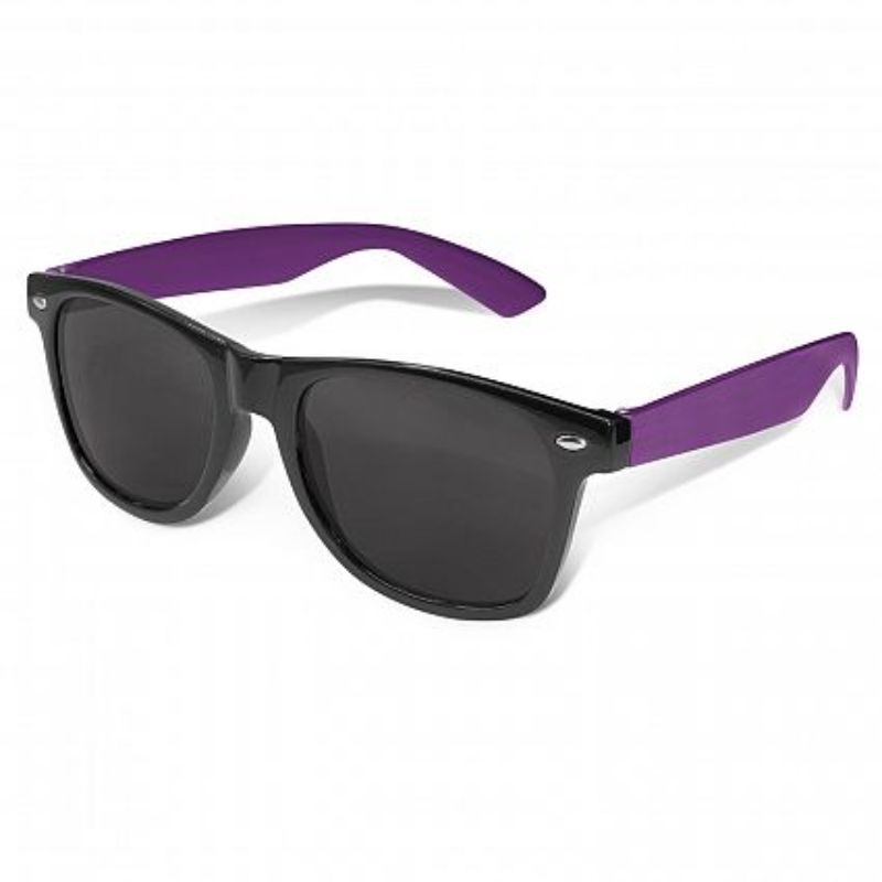 Set of 30 Malibu Premium Sunglasses in black and purple, featuring UV400 protection and impact-resistant frames.