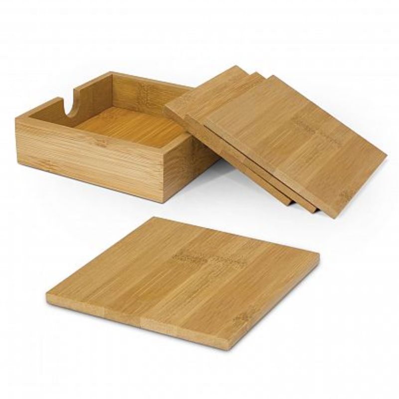 Natural bamboo coasters set of 6, eco-friendly and handcrafted, perfect for protecting surfaces from beverage stains.