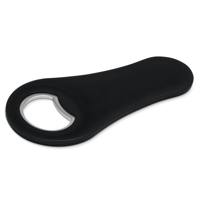 Set of 50 black Max Magnetic Bottle Openers featuring a strong magnet for easy fridge storage and convenient use.