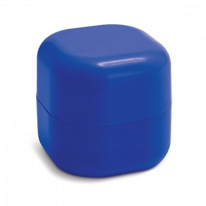 Set of 50 dark blue lip balm balls in stylish square cases, featuring hydrating formula and secure twist caps.