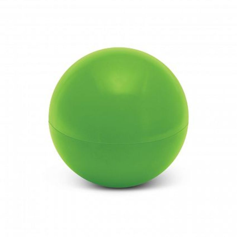Bright green Zena Lip Balm Balls in a set of 50, featuring secure caps and a pleasant fragrance for moisturized lips.