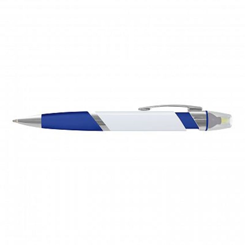 Avenger Highlighter Pen set of 50 in blue with retractable design, built-in yellow highlighter, and comfort grip.