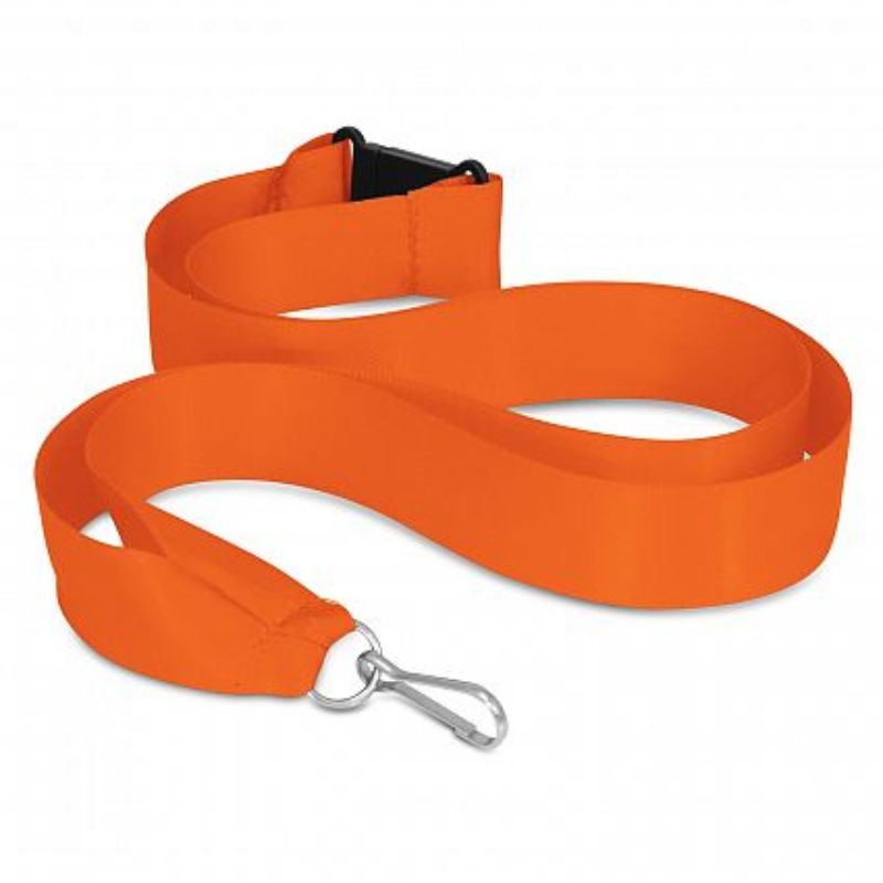 Vibrant orange ribbon lanyards set of 50, perfect for events, featuring clips and a breakaway safety feature.