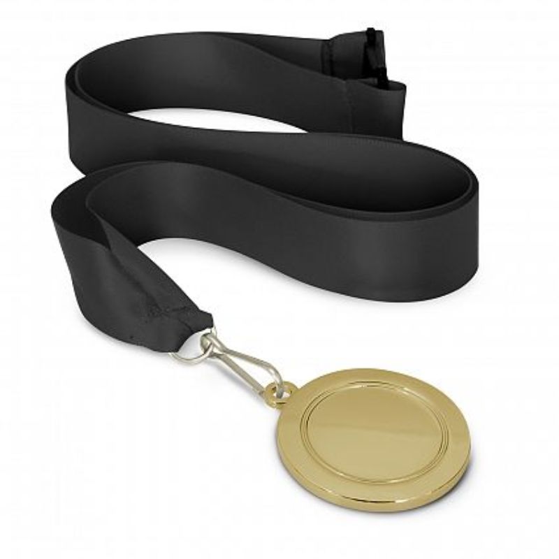 Set of 12 gold medals with black lanyards, perfect for celebrating achievements in sports and competitions.
