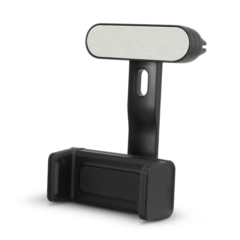 Set of 12 sleek black Zamora car phone holders with spring-loaded clips for secure air vent attachment and smartphone visibility.