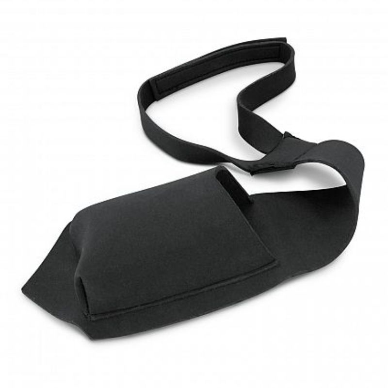 Set of 12 black neoprene beverage ties for hands-free drink holding at events, featuring secure hook & loop closures.