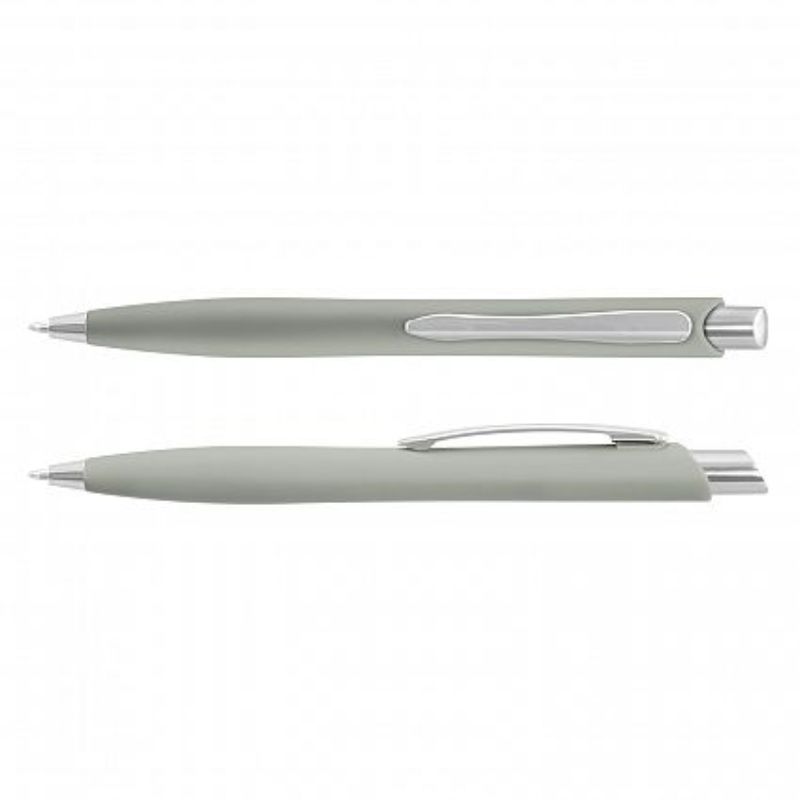 Set of 100 Javalin Grey pens featuring a soft-touch matte finish and smooth-flowing blue German ink refill.