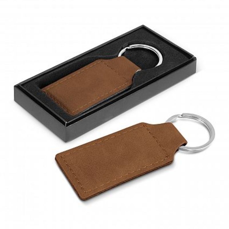 Set of 30 tan PU leather key rings with elegant stitching, ideal for gifts and practical key organization.