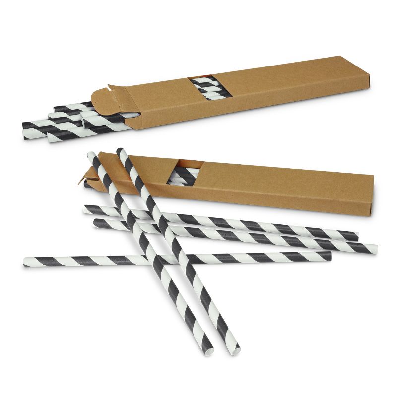 Eco-friendly black paper drinking straws in a set of 50, perfect for stylishly reducing plastic waste at any event.
