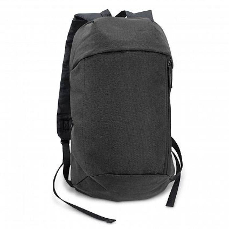 Set of 12 sleek black compact backpacks with adjustable straps, zip closures, and durable polyester construction.