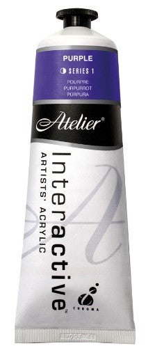 Atelier 80ml Purple Acrylic Paint, a versatile non-toxic paint with controlled drying for easy blending and vibrant artwork.