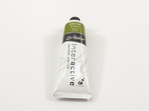 Acrylic paint in a brilliant green gold hue, ideal for versatile techniques and smooth blending. Perfect for artists of all levels.