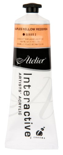 Acrylic paint tube featuring Atelier 80ml Naples Yellow Reddish, designed for versatile creative techniques and smooth application.