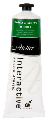 Vibrant 80ml Cobalt Green acrylic paint by Atelier, ideal for versatile artistic techniques and smooth application.