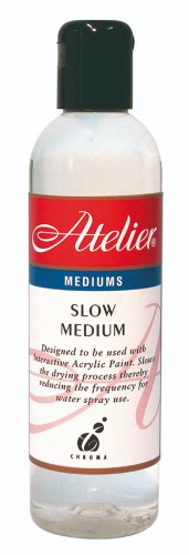 Atelier Slow Medium Acrylic Paint 250ml, versatile paint for controlled or fast drying techniques, enhancing blending and detail.